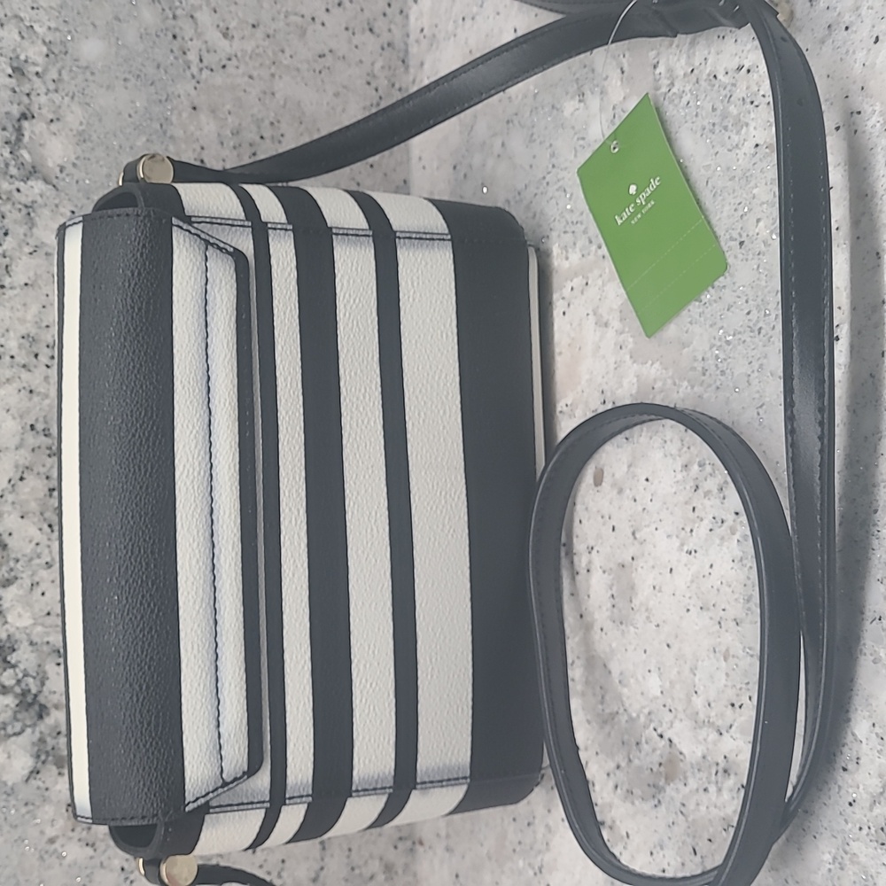 Kate Spade Black and White Striped Crossbody Bag - Picture 5 of 12